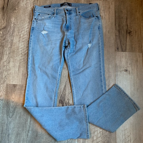 NWT Hollister men’s light wash epic flex slim straight jeans 32x32 - Picture 2 of 8